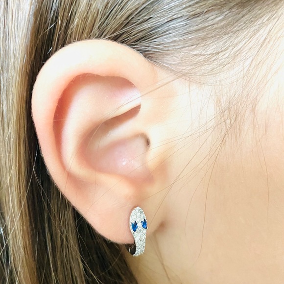 Serpent Huggie Hoop Earrings - Picture 9 of 11